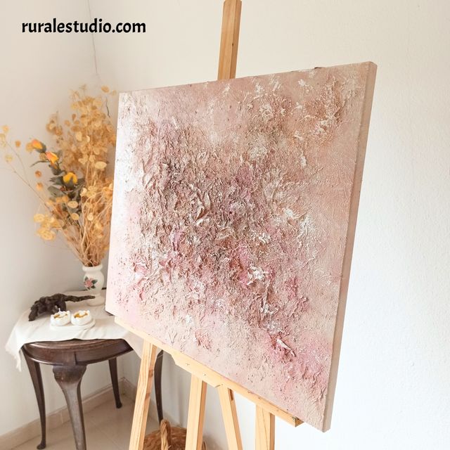 Cuadro abstracto de texturas tonos rojizos 65 x 54