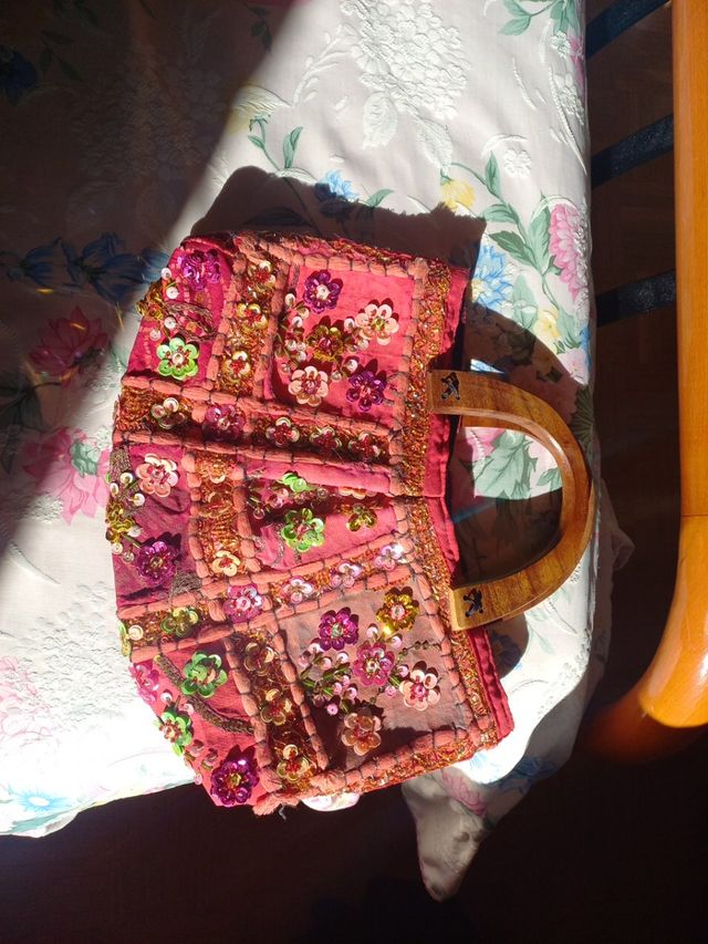 bolso tela verano colores lentejuelas