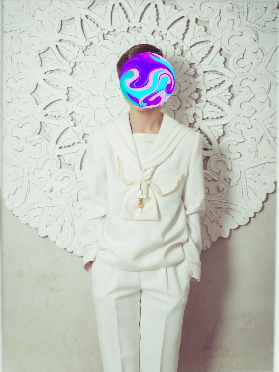 traje de comunion de niño color crema.impecable