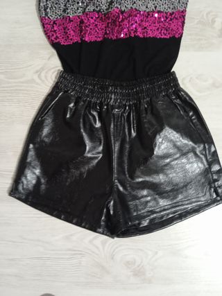 Pantalón corto de polipiel negro de segunda mano – it.closet