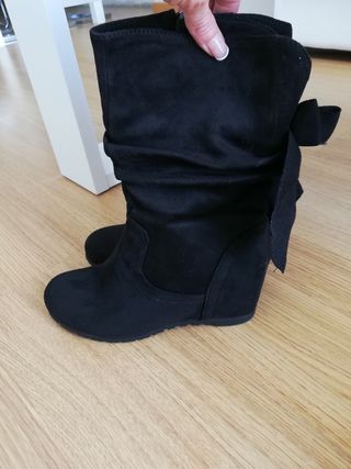 Botas Altas De Cuña Negras Online, 53% OFF | www.rupit.com