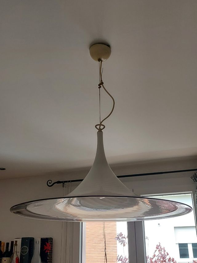 Lampadario a sospensione in vetro di murano bianco