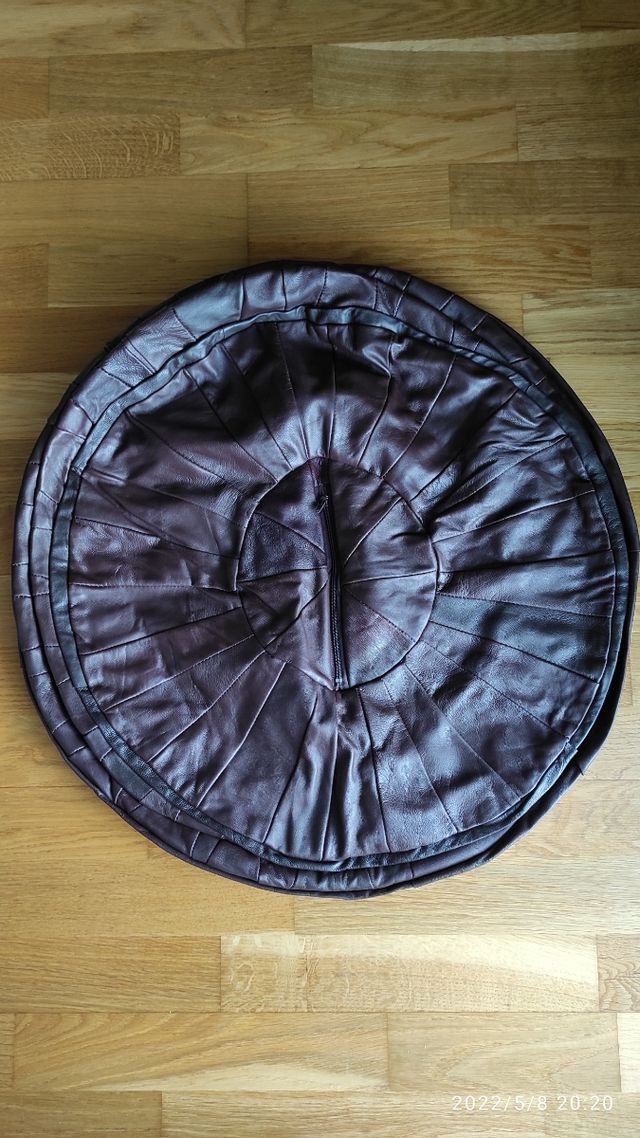 Puf cojín redondo de piel Marruecos