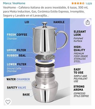 Cafetera VEOHOME de acero inoxidable nueva! de segunda mano por 45 EUR en  Madrid en WALLAPOP