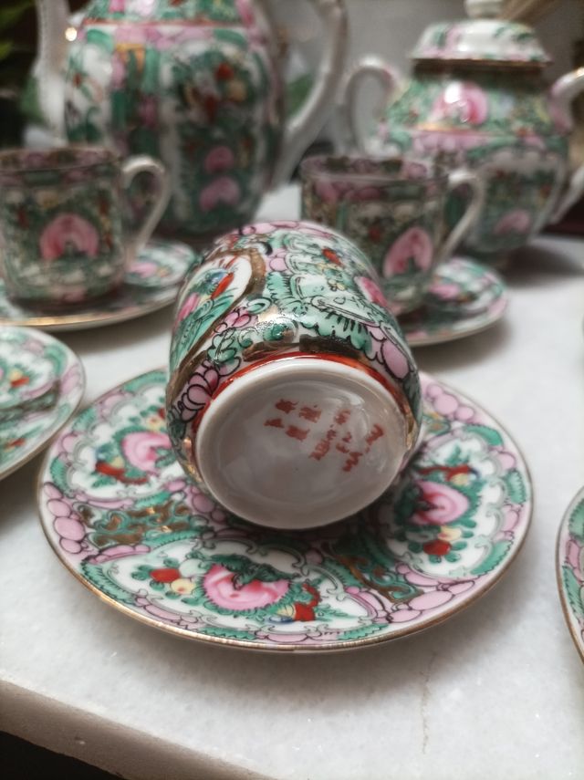 Antiguo Juego De Té Fina Porcelana Macao