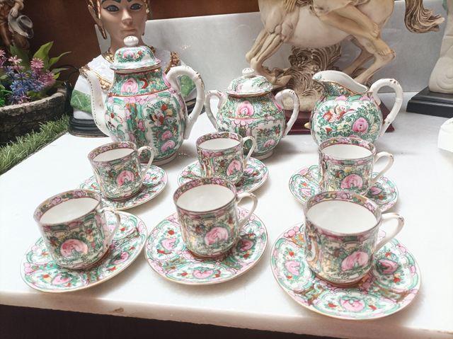 Antiguo Juego De Té Fina Porcelana Macao