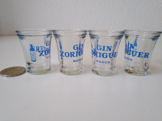 Lote 4 vasos chupito Gin Xoriguer Mahon