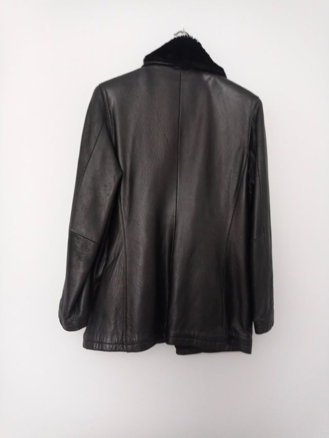 giacca in pelle, colletto in pelle