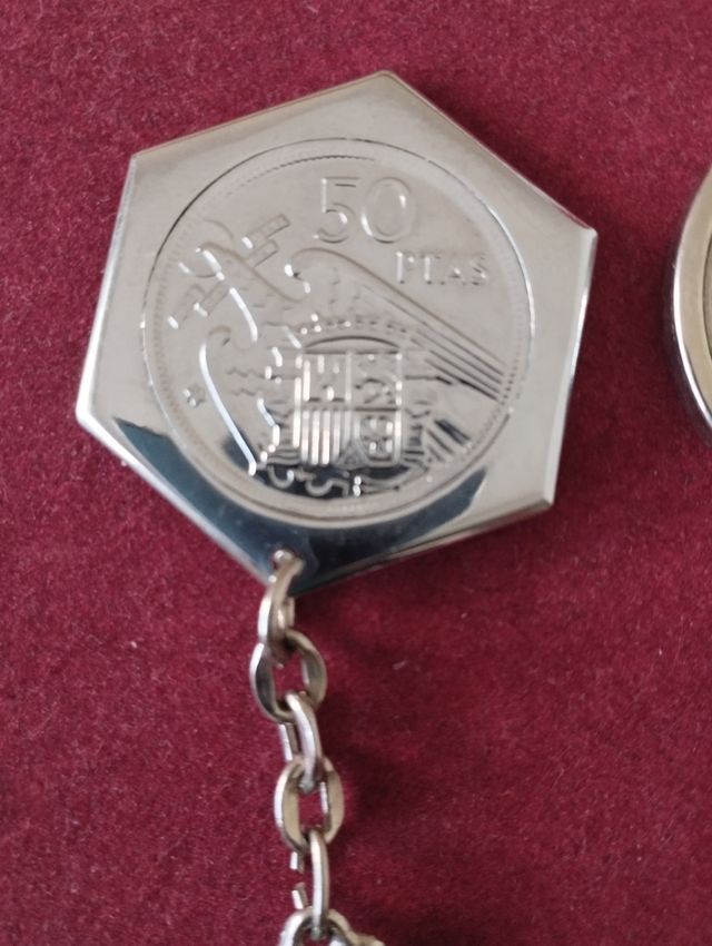 COLECCION MONEDAS  ENGARZADAS.ESPAÑA.PESETAS.