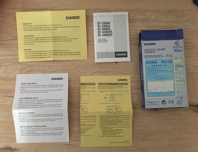 Casio SF 33000 ER BU-W de 32KB Agenda, Vintage.