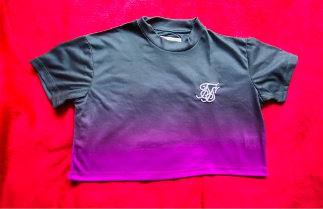 Siksilk crops top rosa y gris bicolor talla 10