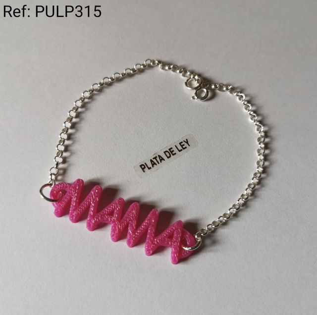 Pulsera Mamá Resina Plata 