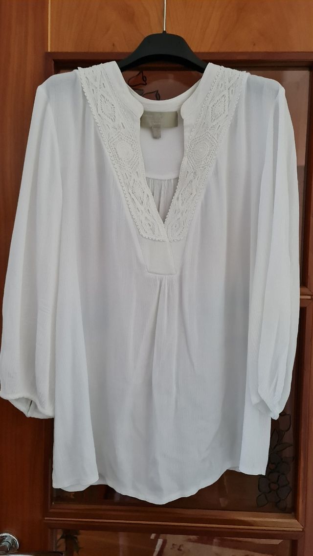 Blusa Pedro del Hierro gasa y encaje talla L