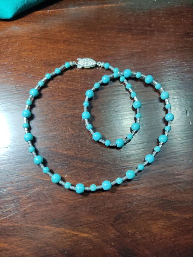 TURQUESA RECONSTITUIDA  Y PLATA 925