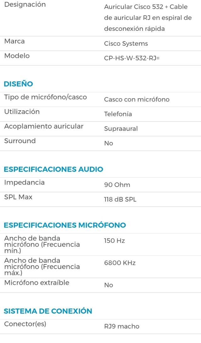 Auriculares cisco 532