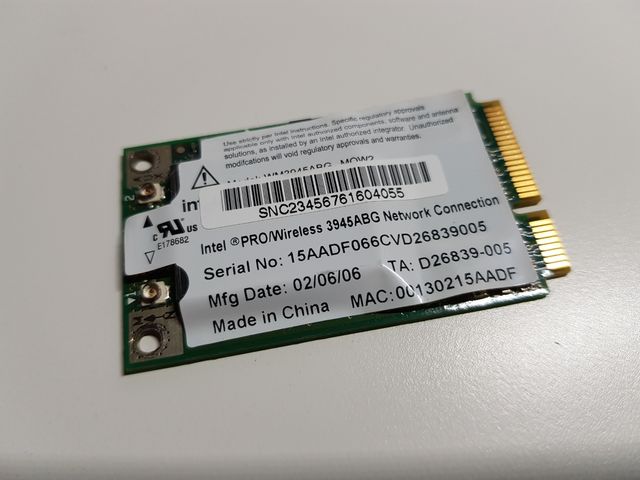 Tarjeta wifi Intel PRO/Wireless 3945ABG