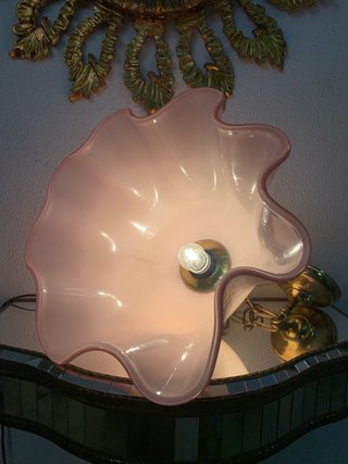 LÁMPARA DE CRISTAL OPALINO MURANO VINTAGE