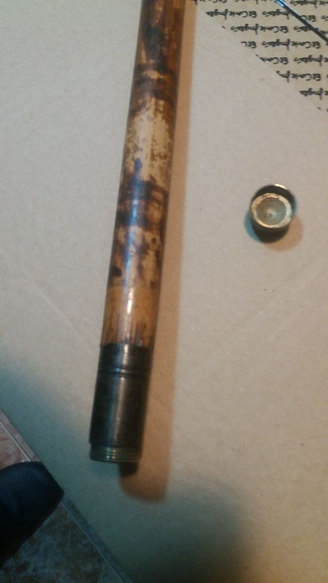 bara pescar bambu antigua, con otra dentro lance