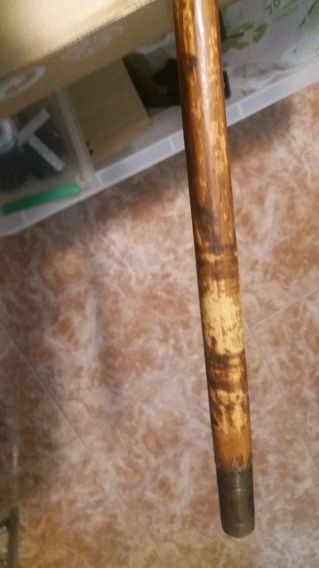 bara pescar bambu antigua, con otra dentro lance