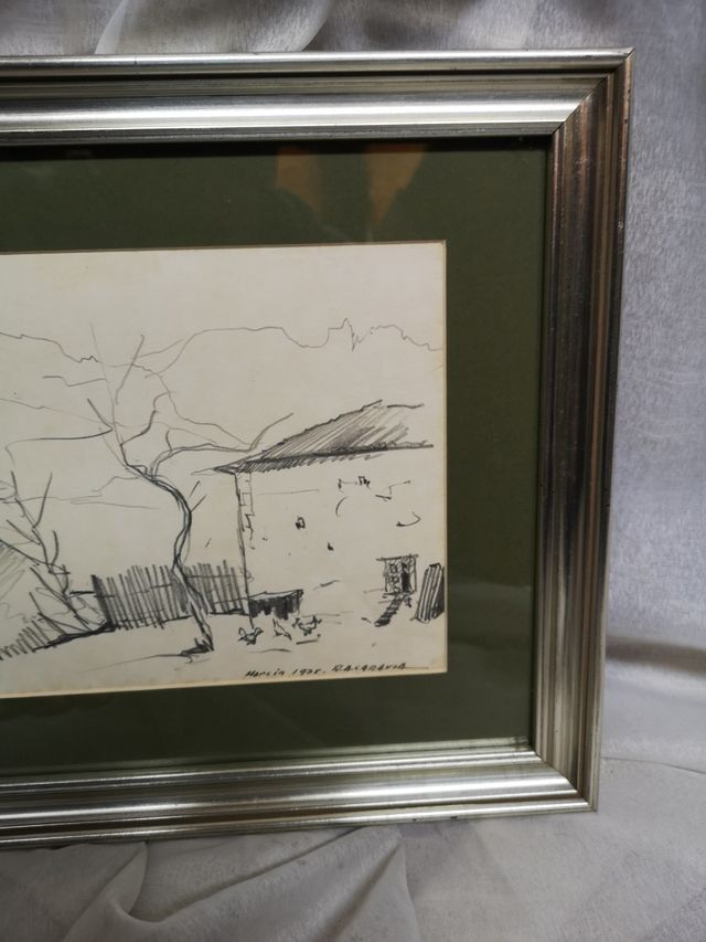 Cuadro dibujo paisaje Morcin de Ruperto A. Caravia