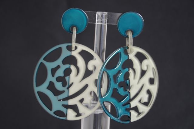 Orecchini anallergici grandi cerchi verdi e grigi