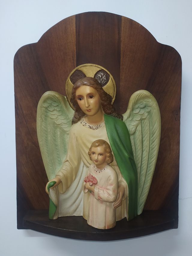 Retablo religioso. Ángel de la Guarda y Niño