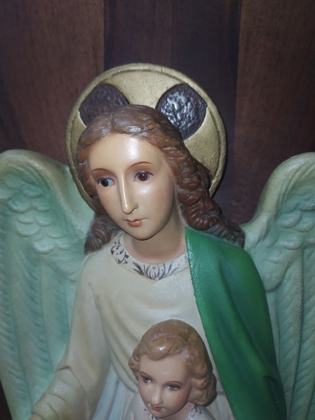 Retablo religioso. Ángel de la Guarda y Niño
