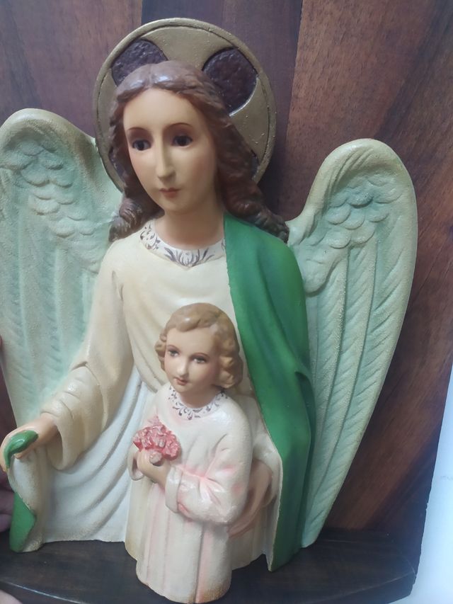Retablo religioso. Ángel de la Guarda y Niño