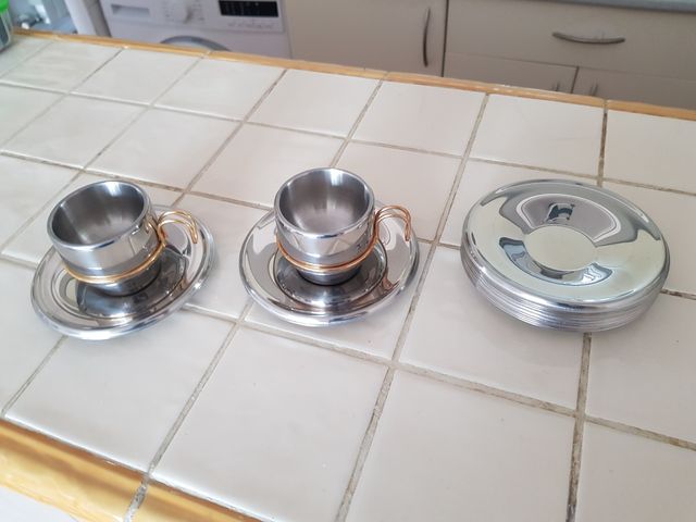 conjunto tazas acero inoxidable accaio vintage