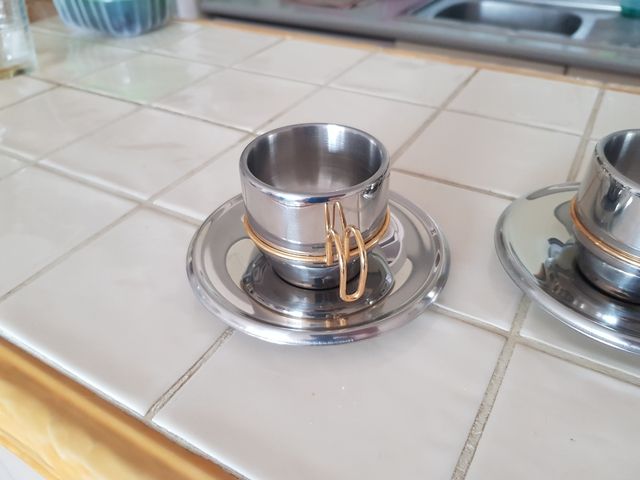 conjunto tazas acero inoxidable accaio vintage