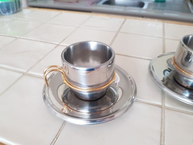 conjunto tazas acero inoxidable accaio vintage
