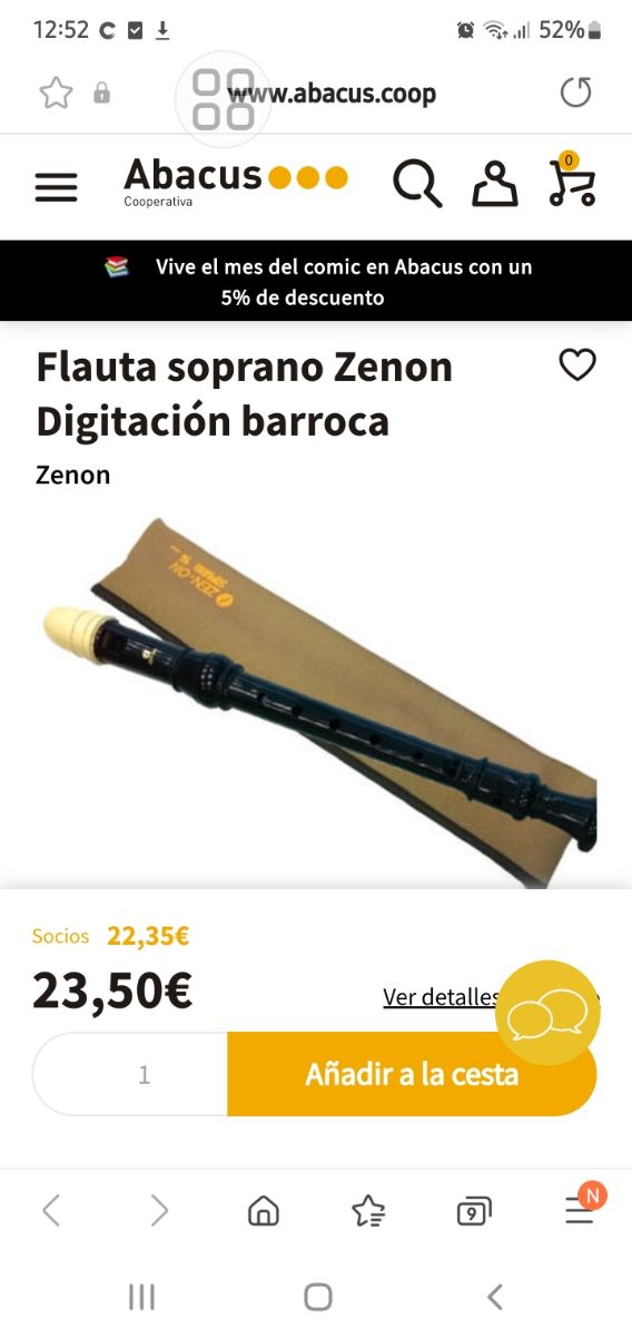 Flauta ZEN-ON soprano con funda y libro