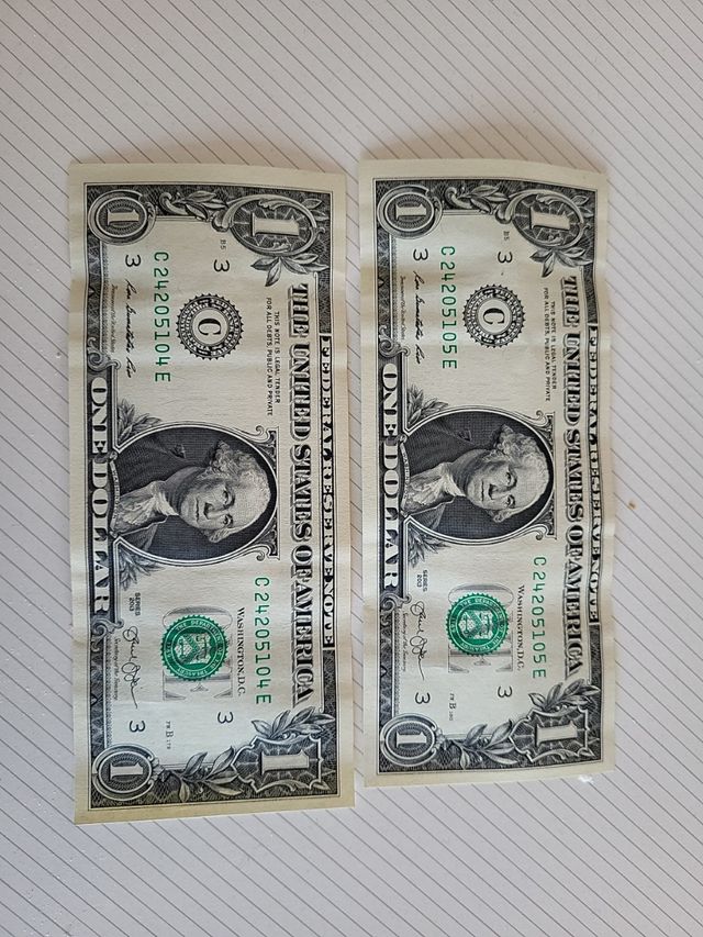  Billete dólar consecutivo 