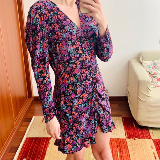 Vestido flores Zara L 40