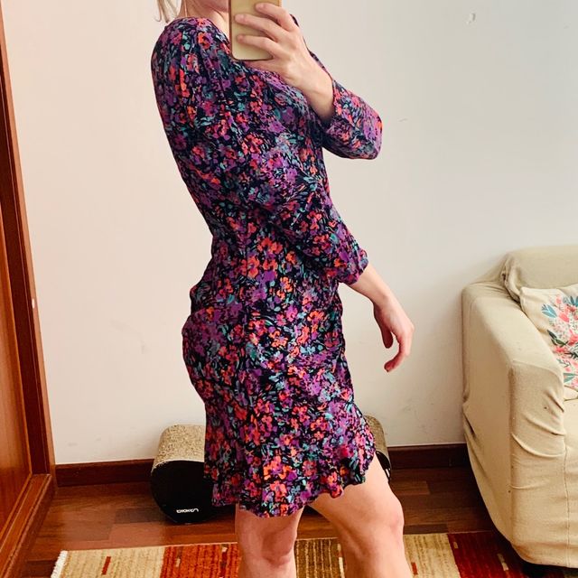 Vestido flores Zara L 40