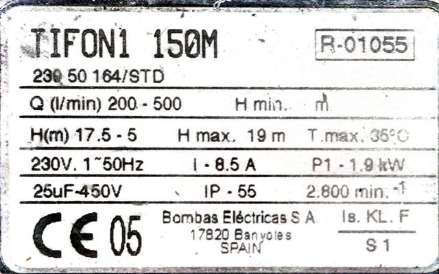 bomba filtración espa tifón1 150m