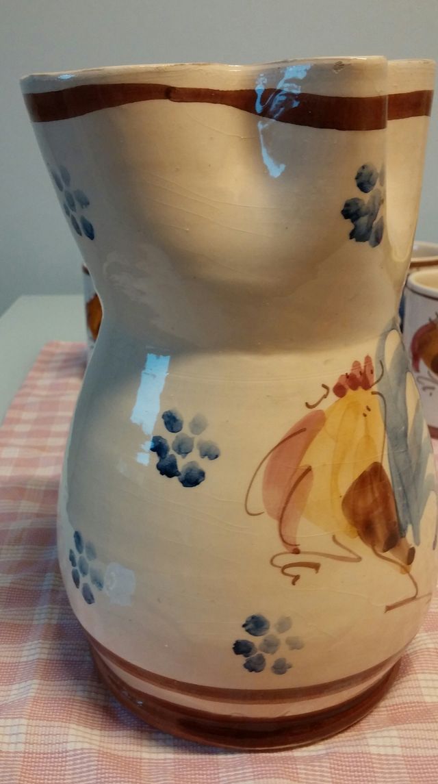 SET CARAFFA + BICCHIERI TERRACOTTA GALLO