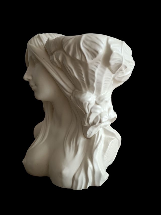 Grande vaso Manises in ceramica con busto modernista