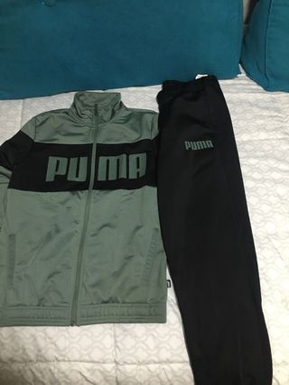 Chándal Puma negro y verde de segunda mano por 65 EUR en Mérida en WALLAPOP