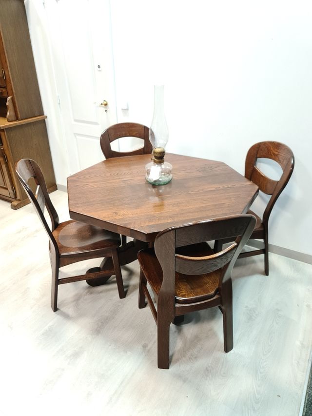 Mesa Rustica salon con Sillas Macizas