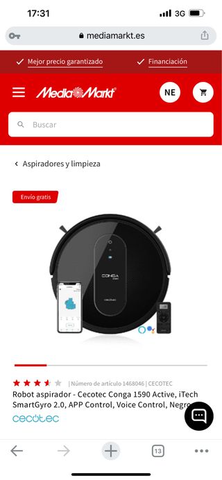 Aspirador conga cecotec de segunda mano por 180 EUR en Lleida en WALLAPOP