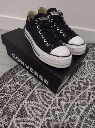 Converse plataforma Negras de segunda mano en WALLAPOP
