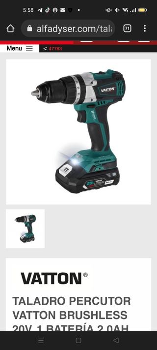 Taladro atornillador 20v de segunda mano por 70 EUR en Sevilla en WALLAPOP