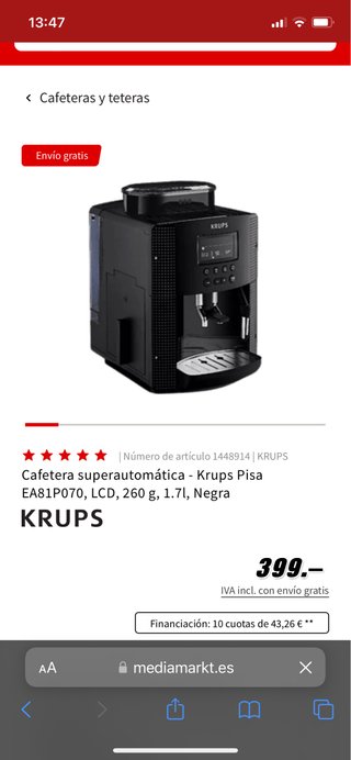 Cafetera automática Lirika 10004768 OTC -