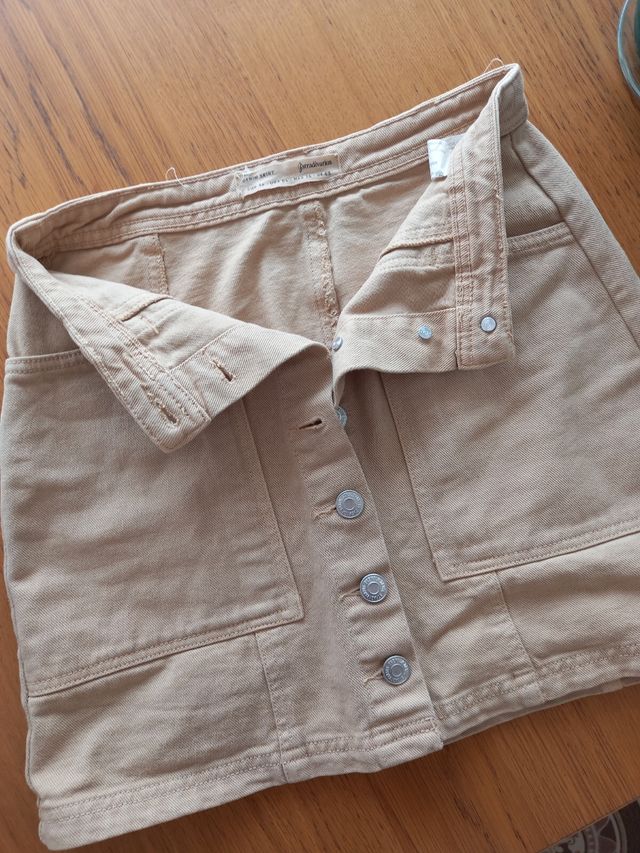 Falda vaquera marrón clarito