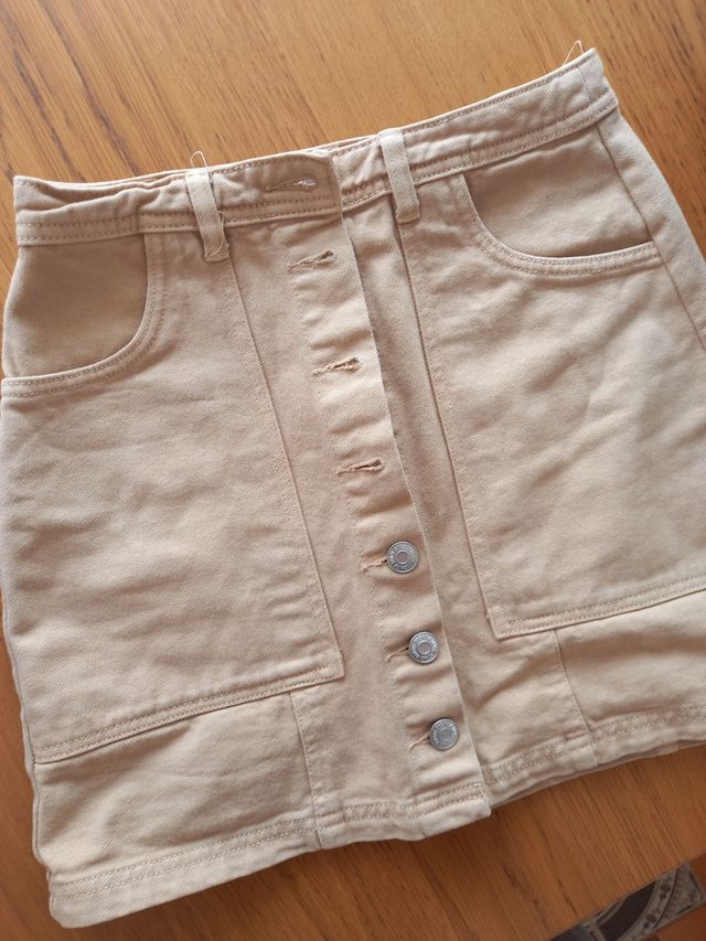 Falda vaquera marrón clarito