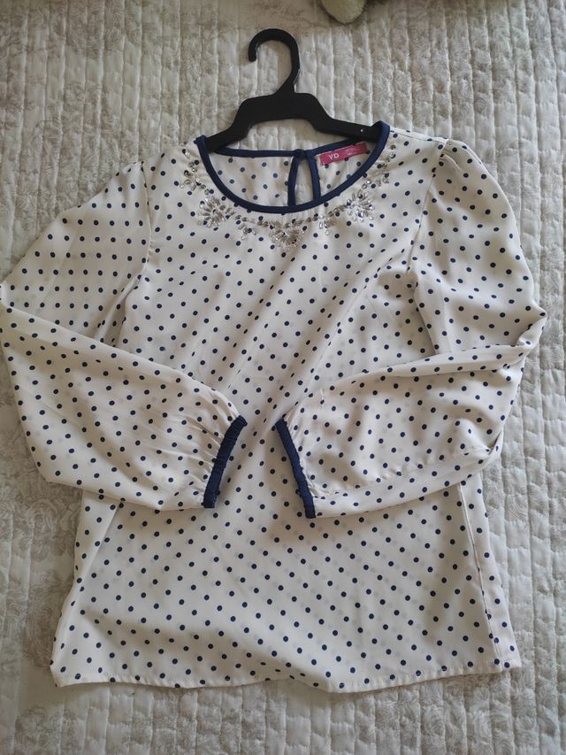 Blusa niña cuello joya talla 10