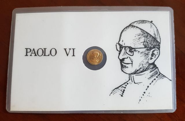 Moneda Pablo VI chapada en oro