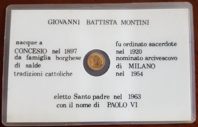 Moneda Pablo VI chapada en oro