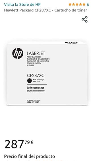 TONER HP CF287XC de segunda mano por 120 EUR en Madrid en WALLAPOP